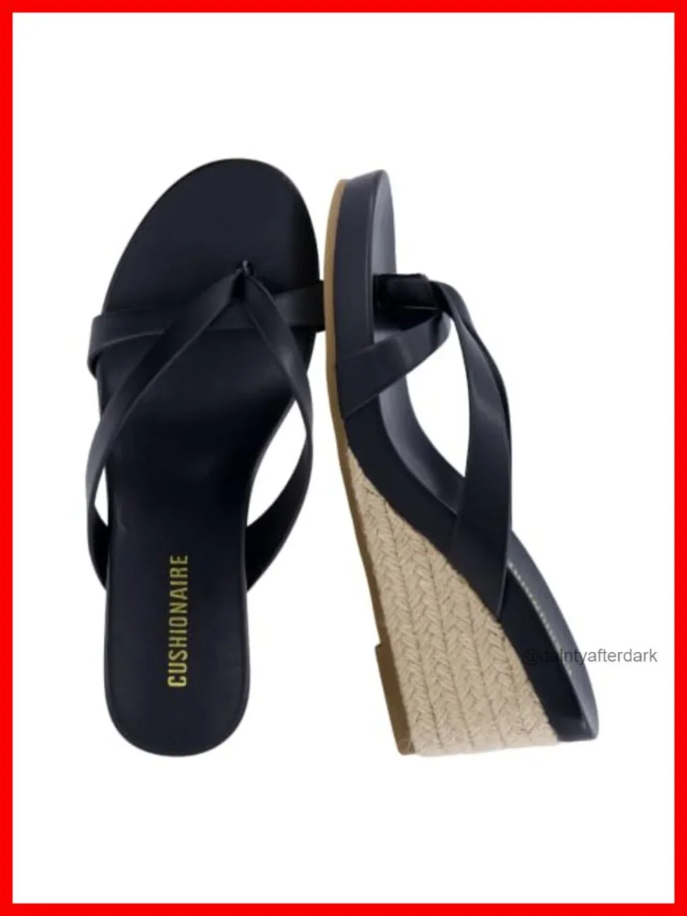 Women's Espadrille Wedge Sandals with Cross Strap - Faux Leather Thong Platform